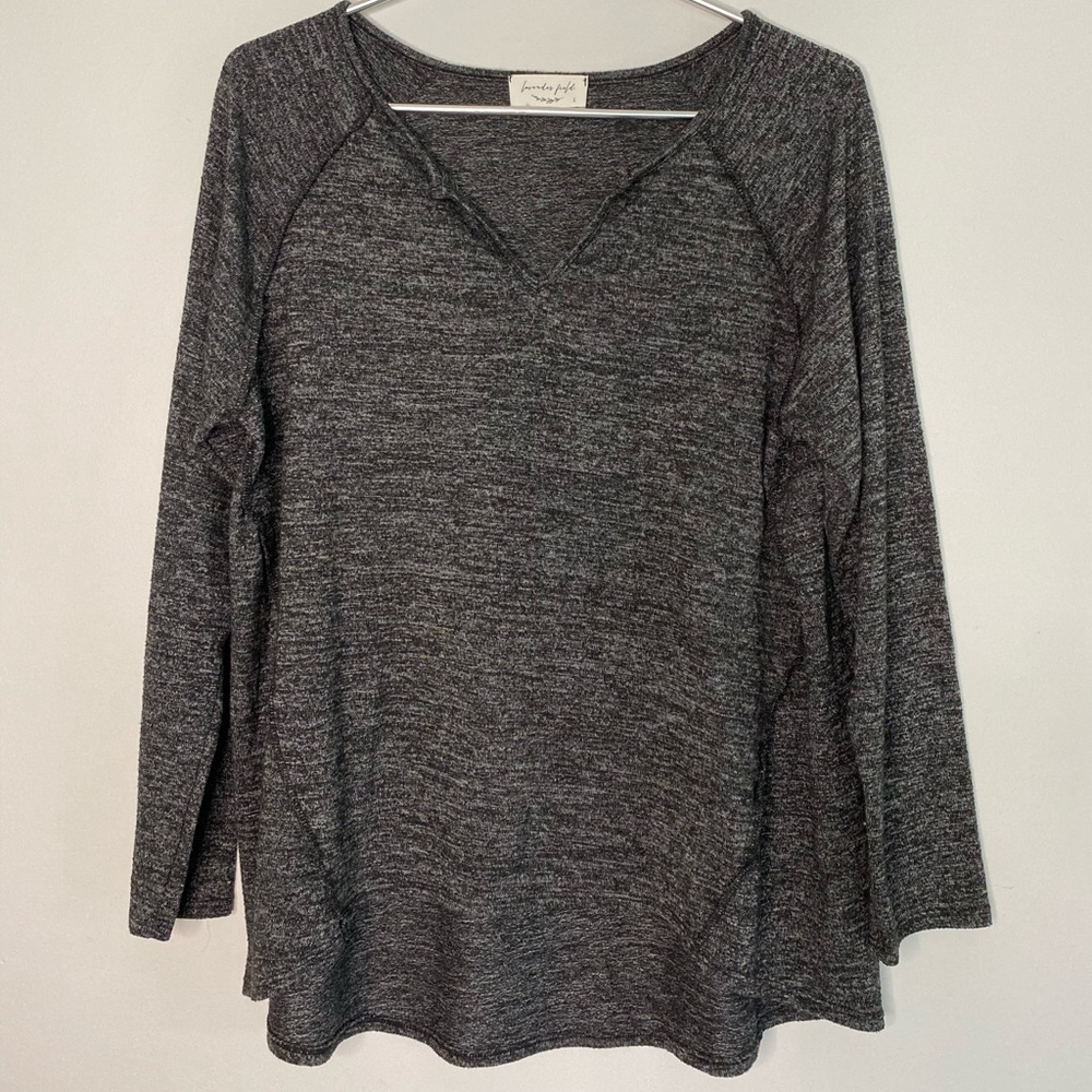 Lavender Fields by Anthropologie dark heather gray long sleeve tee